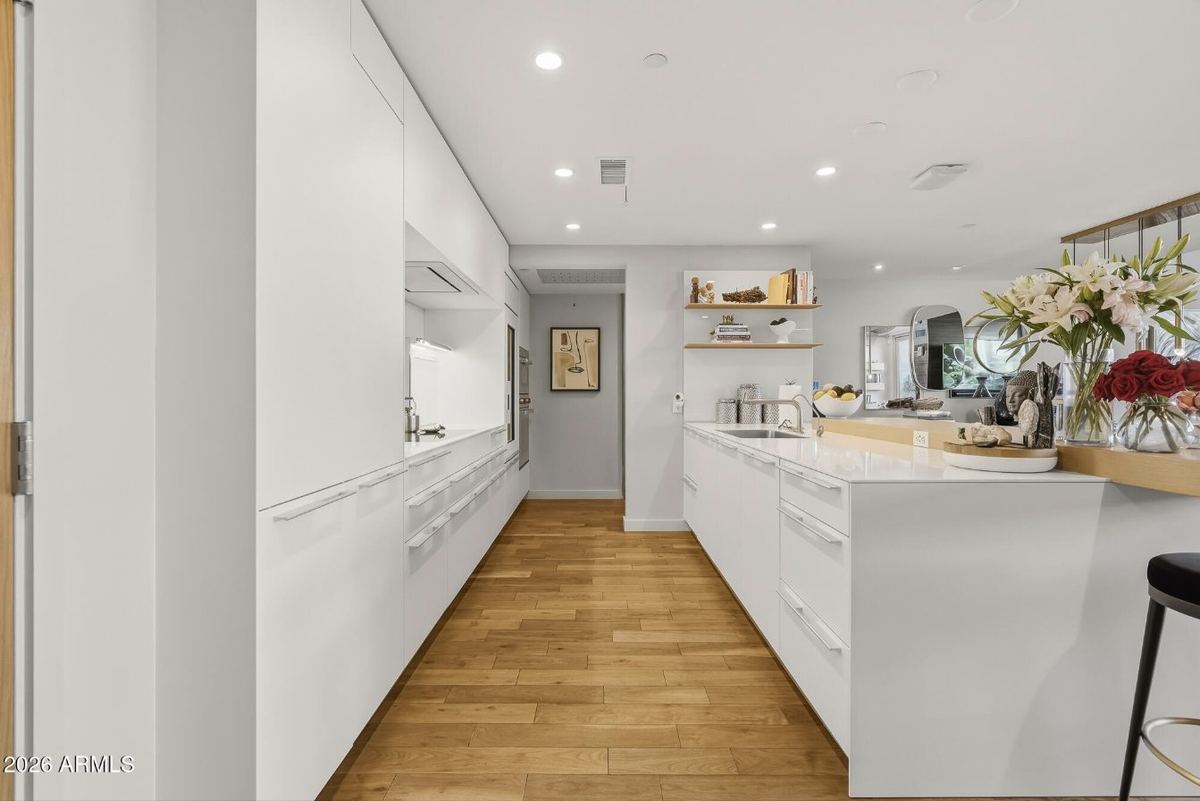 Sleek Bulthaup galley with integrated cabinetry