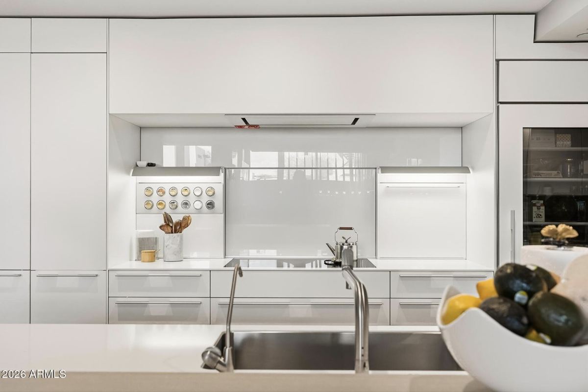 Cooktop with glass backsplash & integrated task lighting