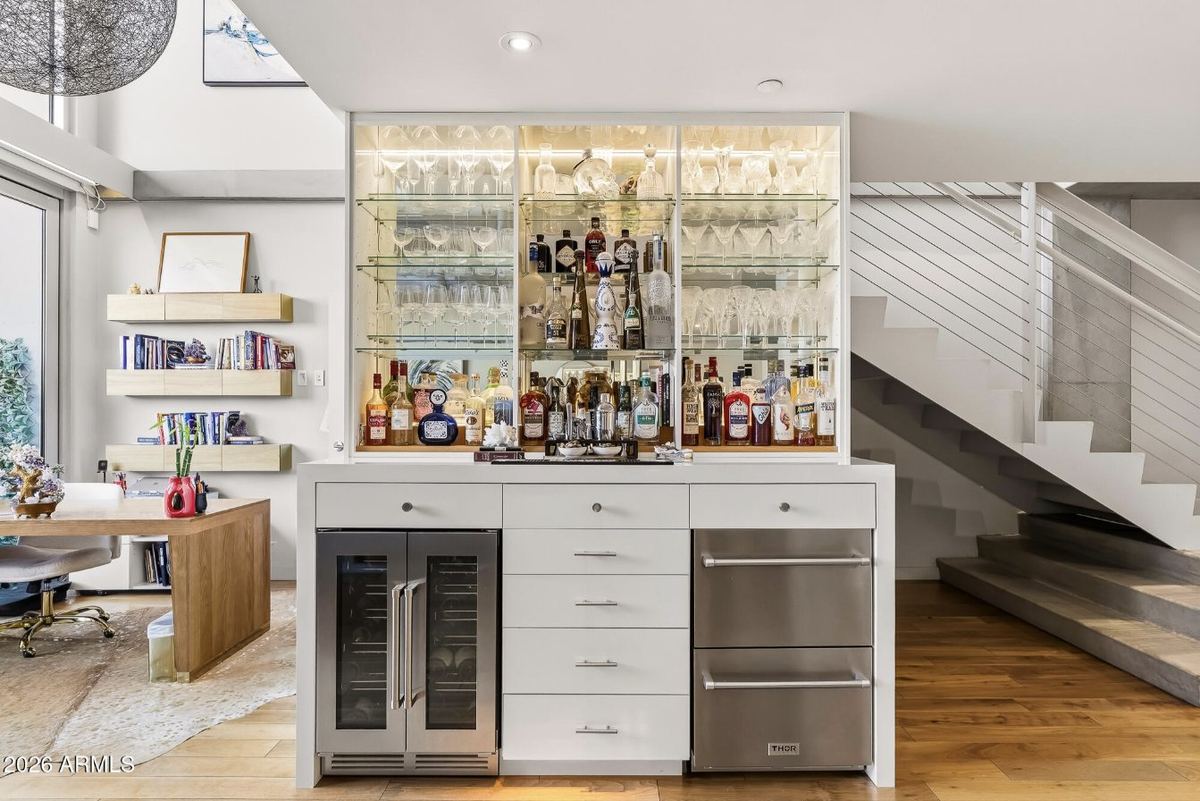Dedicated bar with wine & beverage refrigeration