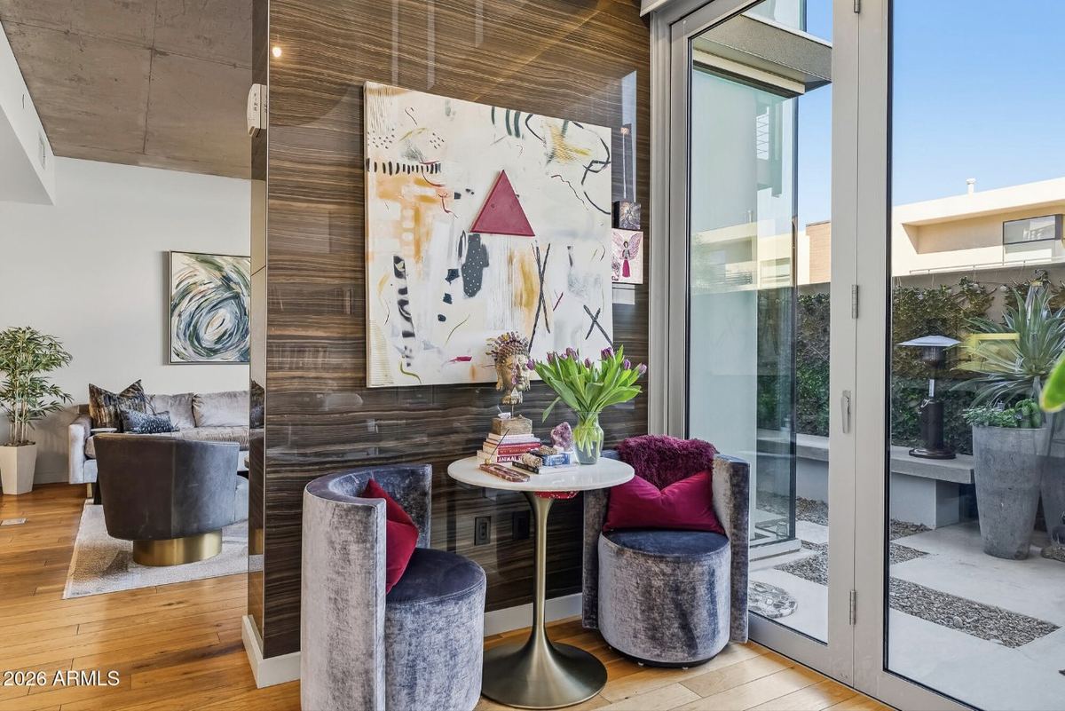 Sitting nook beside the garden doors