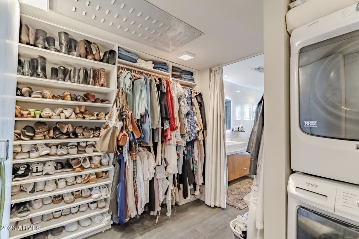 Walk-in closet with custom shelving