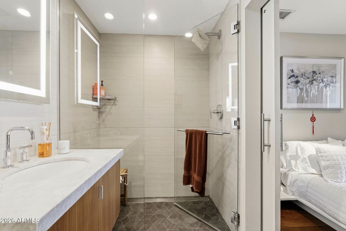 Walk-in shower in the second bath